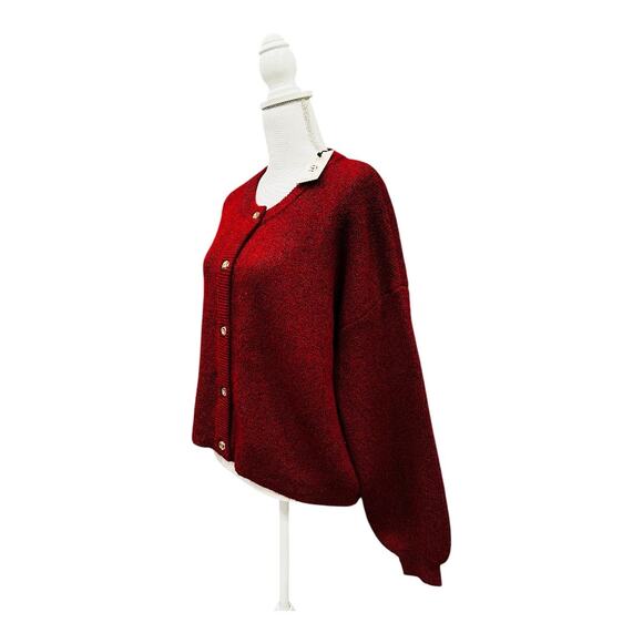 Brand New Sincerely Jules Burgundy Button Down Sweater - Picture 2 of 2